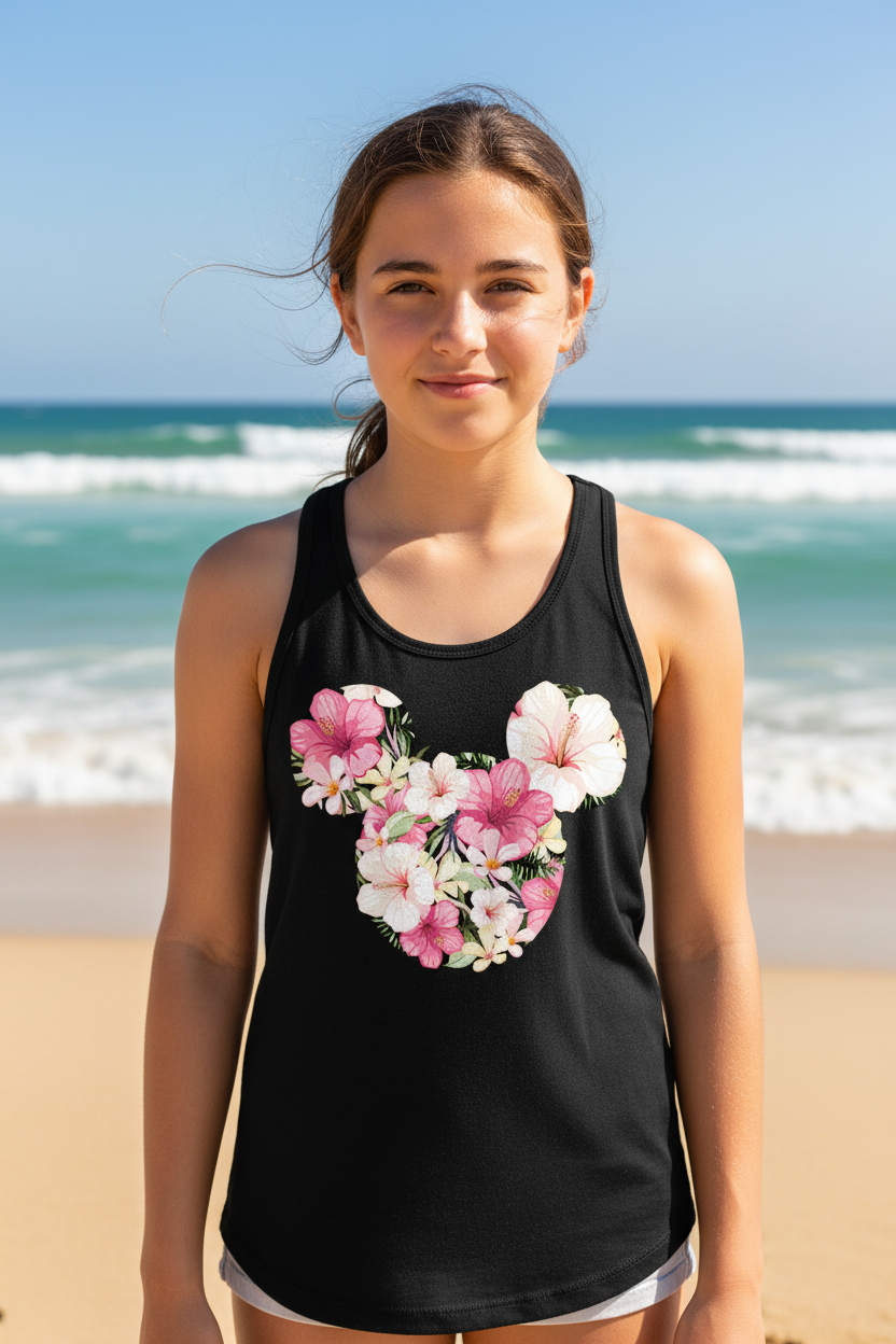 Junior's Disney Tropical Mouse Tank Top